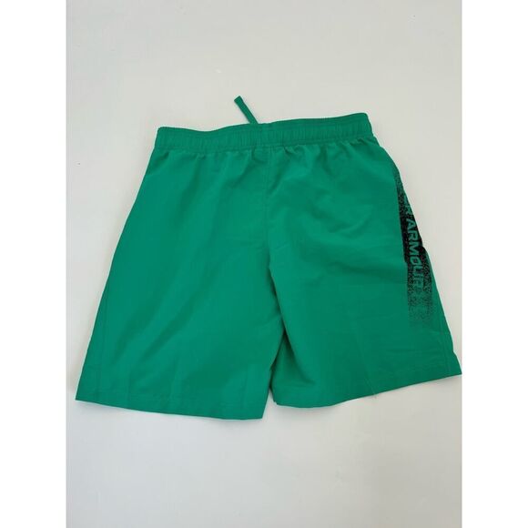 Under‎ Armour Mini Shorts Boys Size (OS) Green 100% Polyester Elastic Waist - Picture 2 of 4